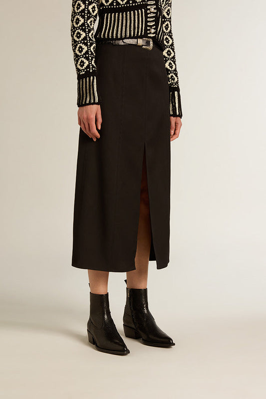 Golden Goose Lilibeth Wool Gabardine Maxi Skirt in Black