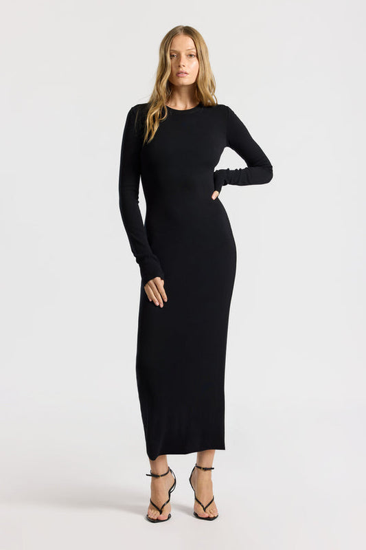 Cotton Citizen Verona Crewneck Maxi Dress in Jet Black