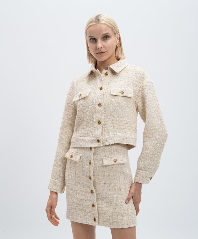 TWINSET Tweed Jacket in Ivory Boucle