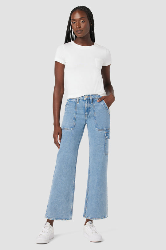 Hudson Jeans Rosie High-Rise Wide Leg Cargo Jean in Reservoir