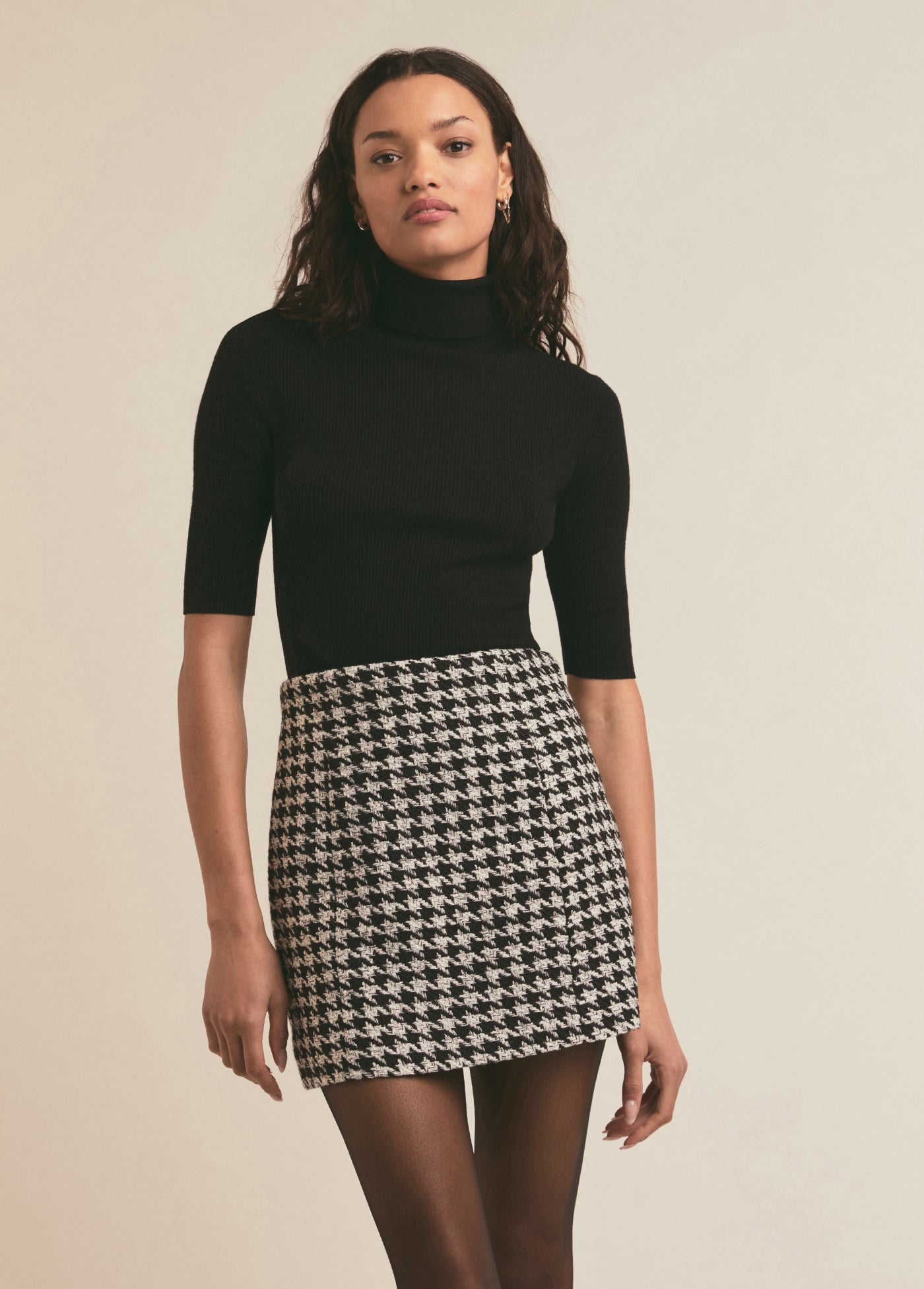 Favorite Daughter The First Wife Skirt in Black/White Houndstooth