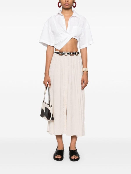 Forte Forte Velvet Godet Midi Skirt in Ivory