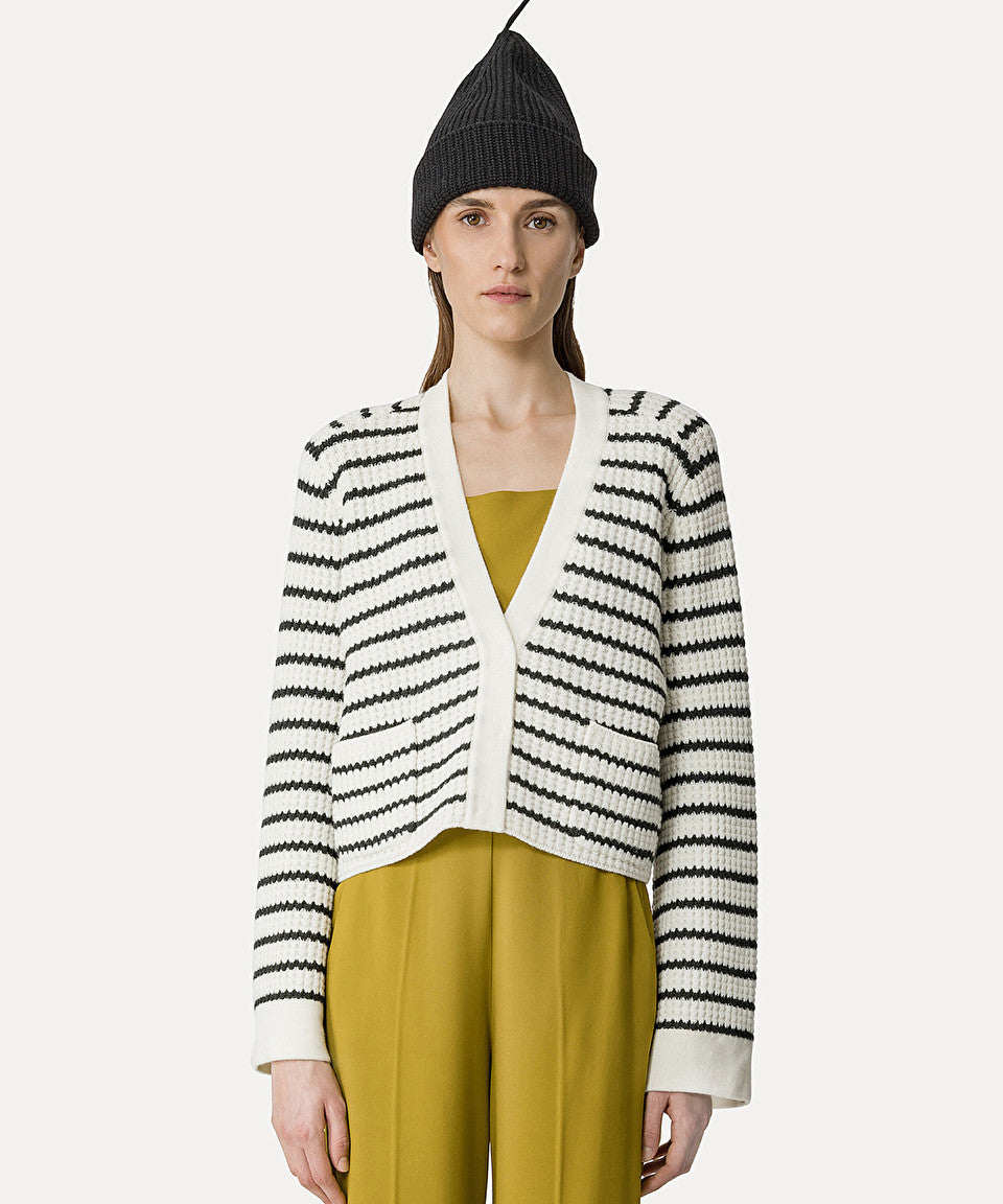 Forte Forte Merinos Striped Cardigan in Bianco