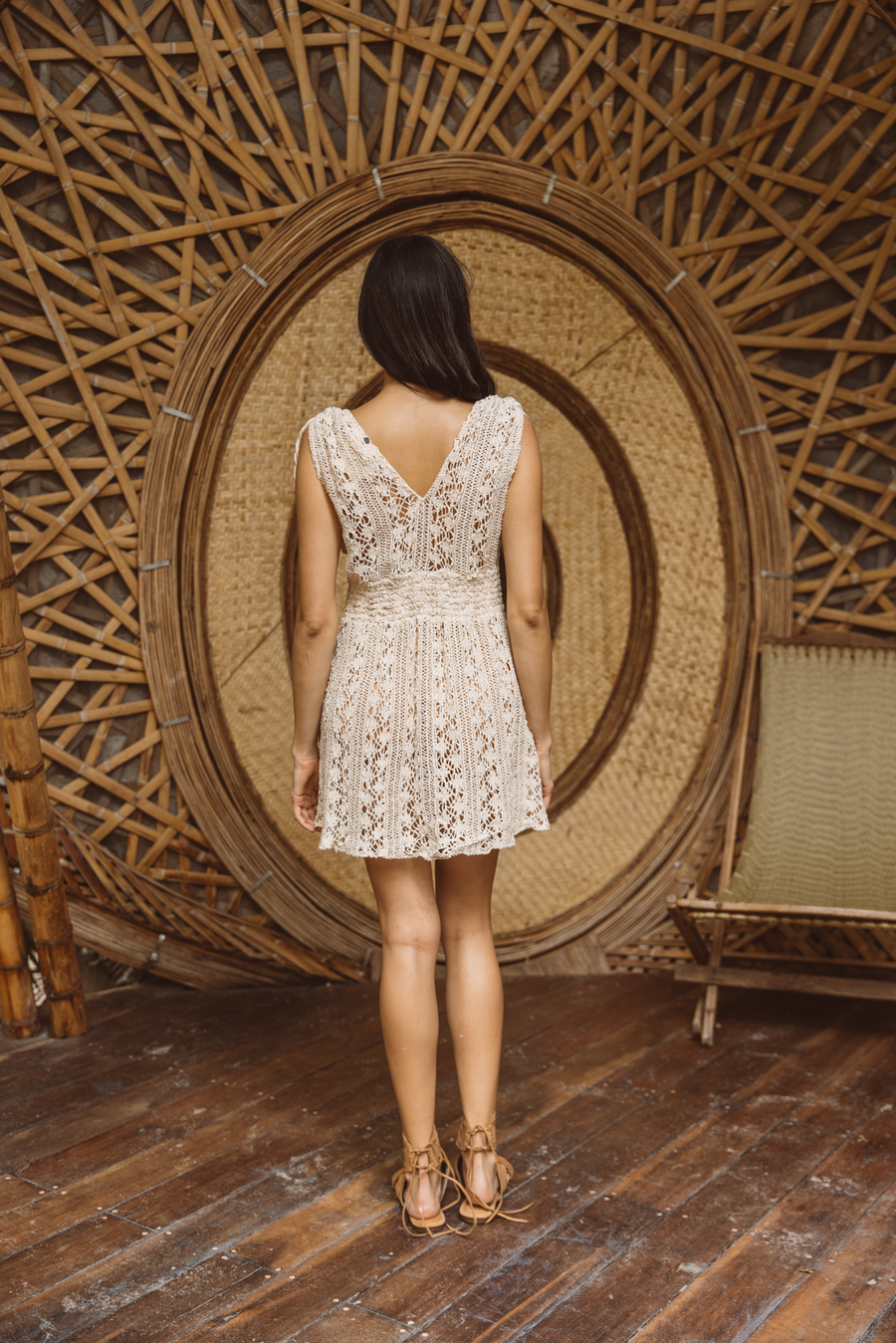 Z&L Europe Marbella Knit Mini Dress in Beige