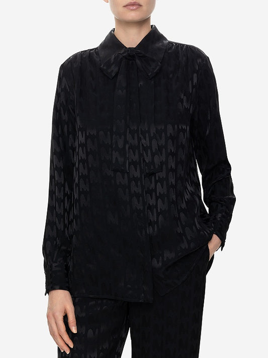 MSGM Satin "TheMwave" Shirt in Black