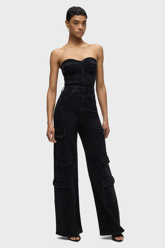 Hudson Jeans Bustier Cargo Jumpsuit in Riviera Noir