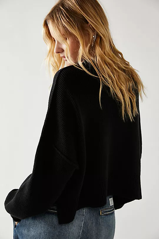 Free People Easy Street Crop Pullover in Black