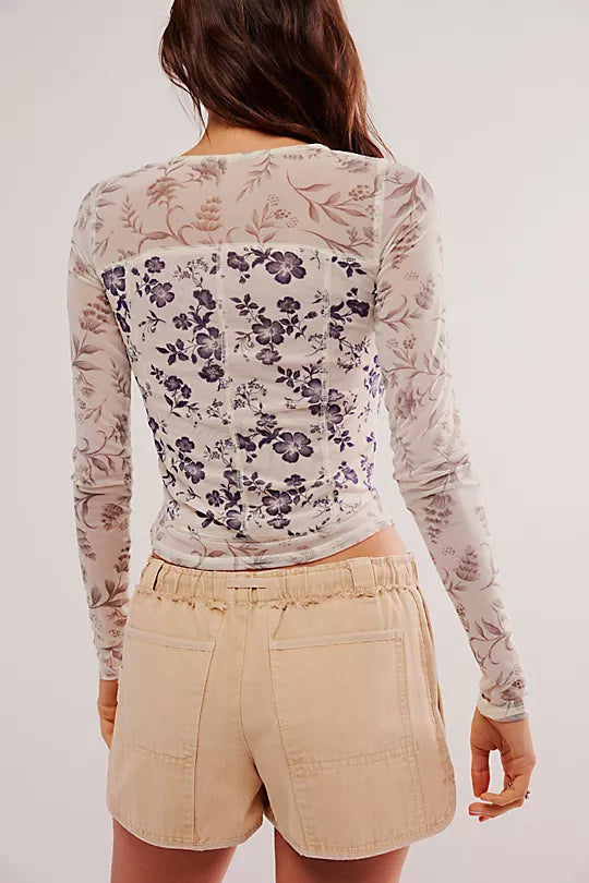 Free People Betty's Garden Top in Neutral Combo