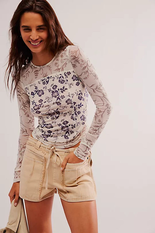 Free People Betty's Garden Top in Neutral Combo