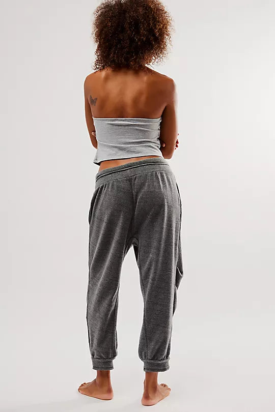 Free People Day Off Fleece Joggers in Washed Black